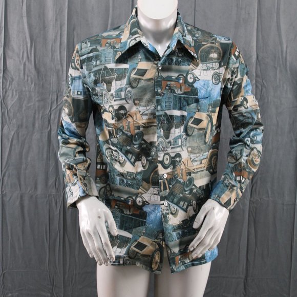 Vintage Button Down Shirt - Model T Car All Over Graphic by Lancer - Men's XL - Picture 5 of 9